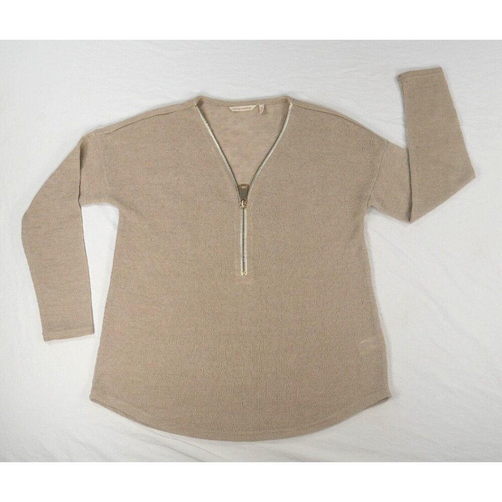 Soft Surroundings Valentina Gold Zipper Light Pullover Sweater Womens Medium